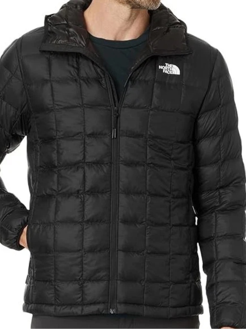 The North Face Mens Thermoball Eco Black Quilted Hooded Puffer Jacket Medium